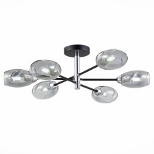 Ceiling EVOLUCE lamp. Sle155512-06. Gloa. 6x40 watts, E14, 68x68x22 cm, black color, chrome