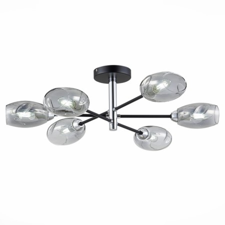 Ceiling EVOLUCE lamp. Sle155512-06. Gloa. 6x40 watts, E14, 68x68x22 cm, black color, chrome