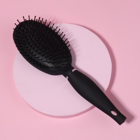 The comb massage, rubberized handle, 6.5 × 24 cm, black/silver color-1