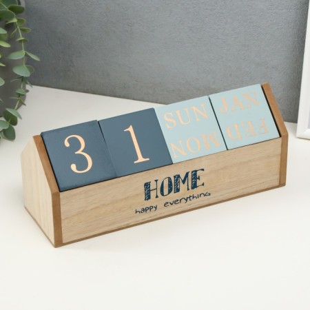 Souvenir wood desktop calendar "Home calendar" Blue 26x8.4x10.3 cm