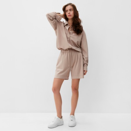 Women's costume (shirt, shorts) minku beige color, river 48-1