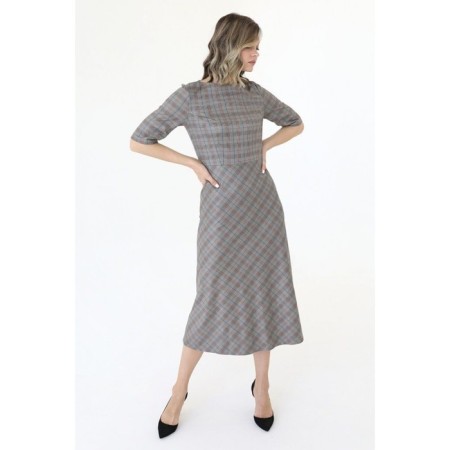 The dress fitted from artificial suede, size 44