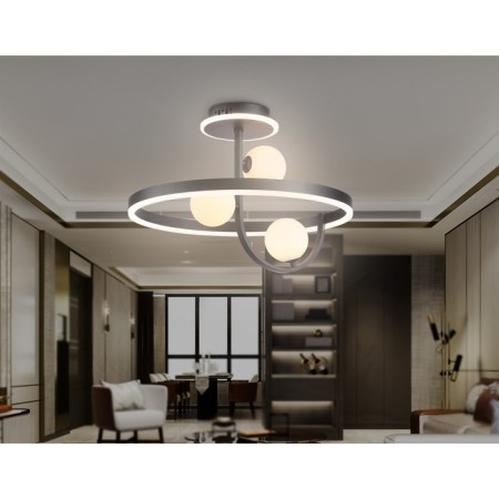 LED ceiling LED with a change of lamp and control panel Ambrella Light, Linetech, FL66263, G9, 56 W, 4200LUM, 3000-6400K, Black Black, White matte-7