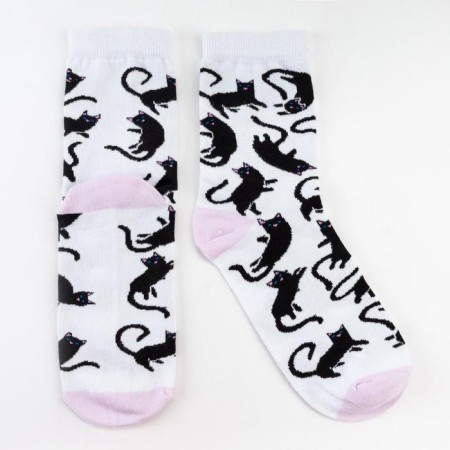 Minaku socks "cats", white color, size 40-41 (27 cm)-2