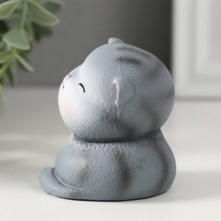 Souvenir Polystone "Satisfied Gray Cat" 6x5.5x6.5 cm-3