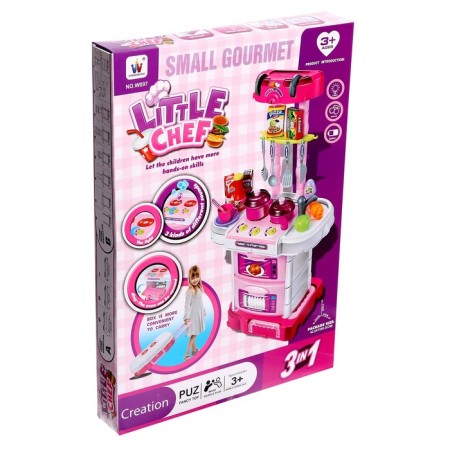 Game module in a suitcase on wheels 3 in 1: stove, kitchen, suitcase, 43 items-18