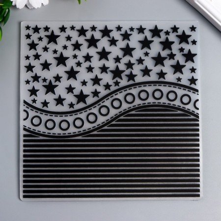 Embosting stencil plastic "Stars and strips" 15x15 cm