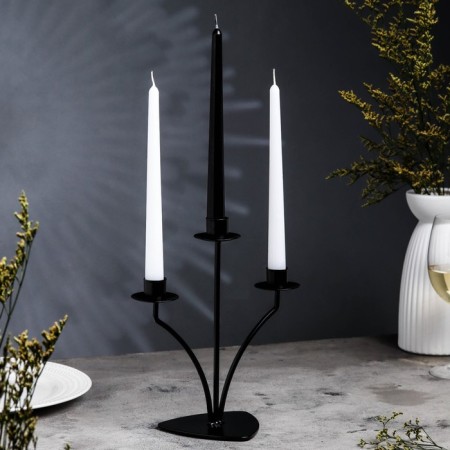 Summary Metal for 3 candles "Diez", 10.5x27 cm, black