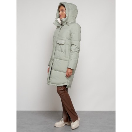 Coat insulated winter female, size 44, color light green-5