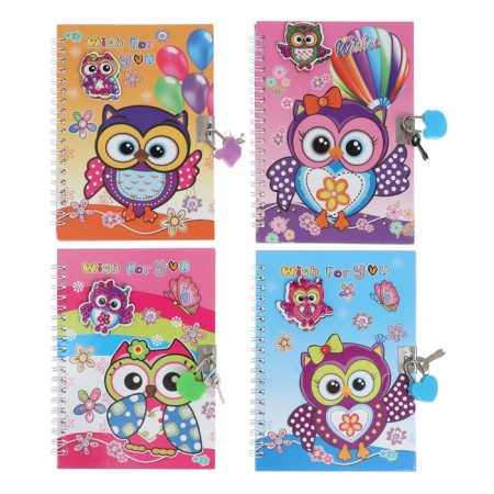 Notebook Gift Book on the lock, A6+, 50 sheets, line, "Owl", mix