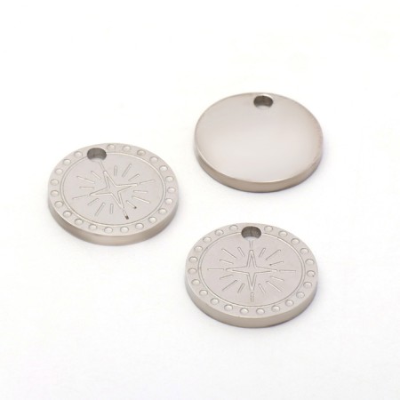Suspension "Coin" star, set 3 pcs., Silver color