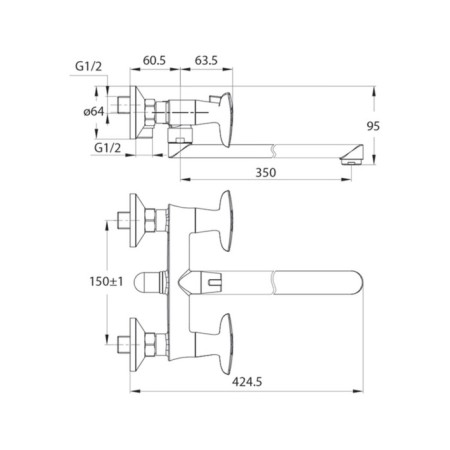 IDDIS Copter Copsbl2i10wa bath mixer, double -talent, ceramic divertor, chrome-3