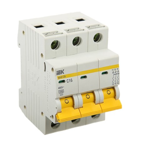 Circuit breaker automatic IEK, VA47-29, 3P, 16 A, 4.5 KA, characteristics C, MVA20-3-016-C 374253