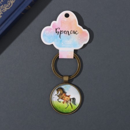 Trick Glass, Metal "Circle. Watercolor. Bogatyr horse" d = 3 cm-3
