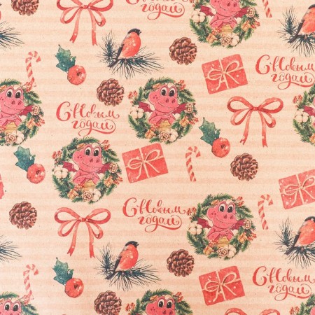 Brown packaging Kraft "Dracos in Wreaths", 70 x 100 cm, 1 sheet-3