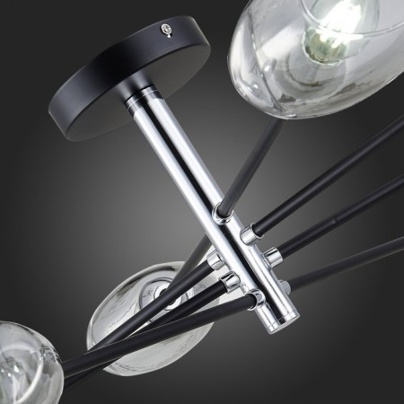 Ceiling EVOLUCE lamp. Sle155512-08. Gloa. 8x40 watts, E14, 84x84x22 cm, black color, chrome-7