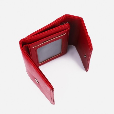 Women's wallet on the button, red color-2