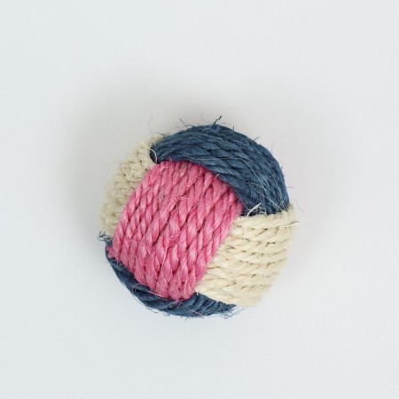 Ball intertwined from sisali, 6 cm, white/blue/pink-1