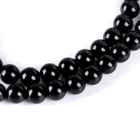 Beads made of natural stone "Black Agat" set 36 pcs., Size 1 pc. - 10 mm