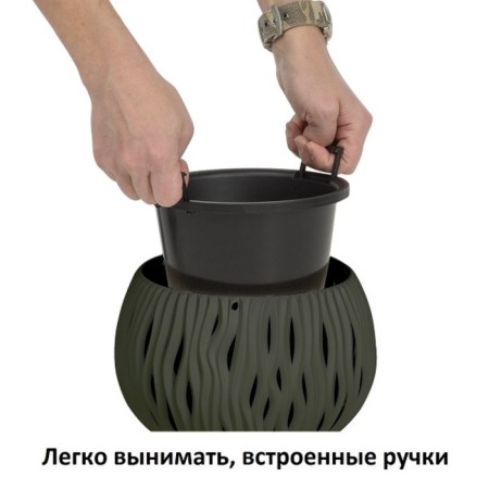 Kashpo for flowers, 2.3 l, gray color, 2 objects, Sandy Bowl-2