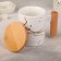 Ceramic mug with a wooden lid "Mirage", 350 ml, color mix