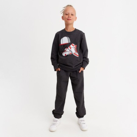 Kit for children (sweatshirt, trousers) minku: casual collection color Anthracite, height 128
