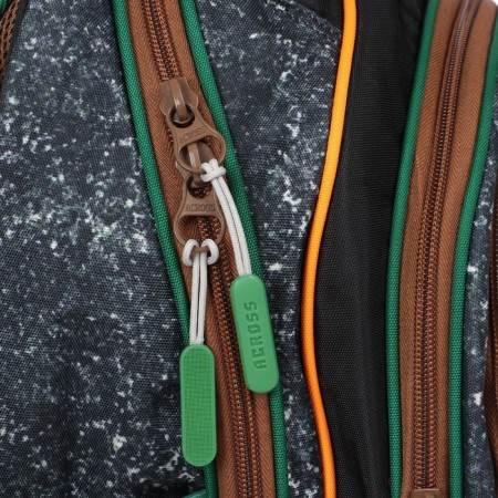 Frame backpack 39 x 29 x 17 cm, Across 410, filling: bag, pencil case, black/green ACR22-410-1-10
