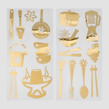 Interior mirror sticker "kitchen accessories" mix 31.5x62 cm-4