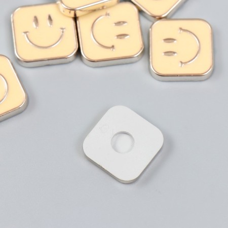 Decor for creativity Plastic "Smiley in a square" yellow, gold 0.3x1.8x1.8 cm-1