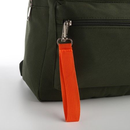 School textile backpack with a lobe of a sling, 38x29x11 cm, khaki color-6
