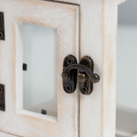 Summary tree on 1 candle "Lantern with a door" white aged 22x11.2x11.2 cm-1