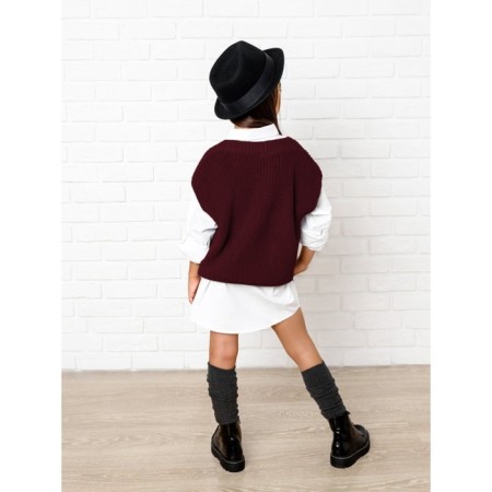 Жилет для девочки Amarobaby Knit, рост 146 см, цвет бордовый-7