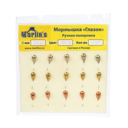 Mormyshka soldering Marlin’s drop, 5x9.7 mm, weight 0.68 g, model 120, 12 color mix, 15 pcs.-1