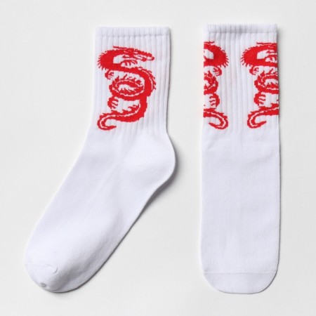 Socks "Red Dragon", white color, size 31