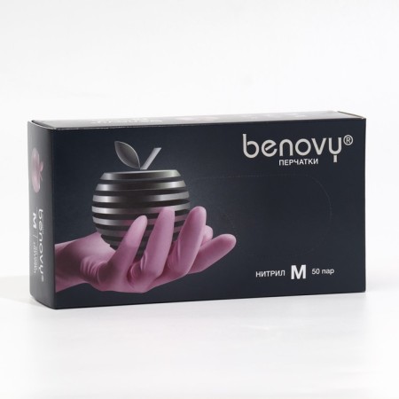 Benovy gloves medical nitrilly pink 3.8 g m, 50 pairs