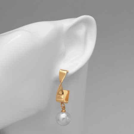 Earrings with pearls "abstraction" Boston, color gold-2