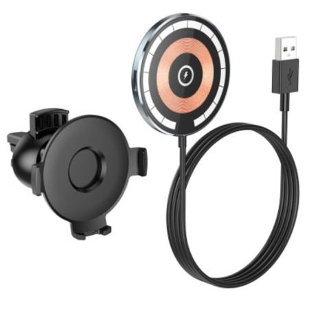 Hoco CW42 car charger, wireless, magnetic, PD, USB, 2 A, 1m, black-6
