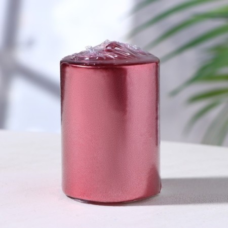 Candle - paraffin cylinder, red metallic, 4 × 6 cm-1