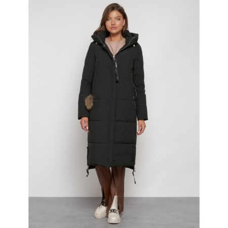 Coat insulated winter female, size 44, dark green color-4