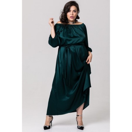 Female dress, size 56, green color-1