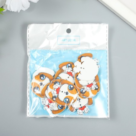 Buttons wood for creativity 2 punctures "puppy" set of 15 pcs 3x3 cm-3
