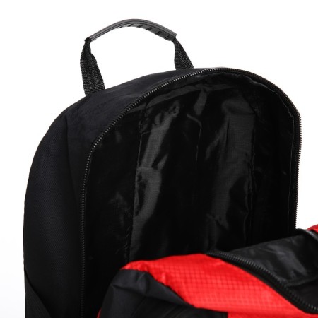 Tourist backpack on lightning, 5 outer pockets, black/red color-9