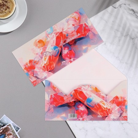 Money envelope "Happy Birthday!" sweets, 8.5x17 cm
