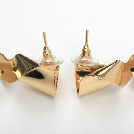 Earrings Metal "Balt" corrugated, color gold-2