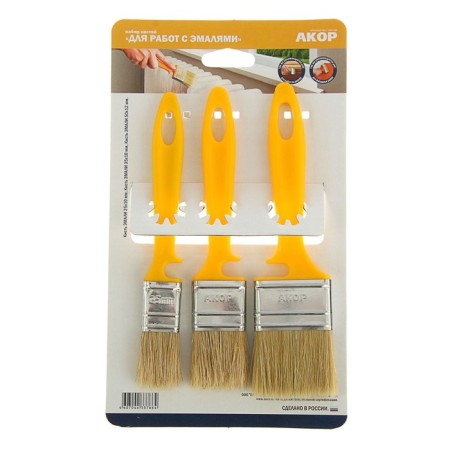 Set of brushes "Akor", natural bristles, plastic handle, 25, 35, 50 mm, 3 pcs.-1