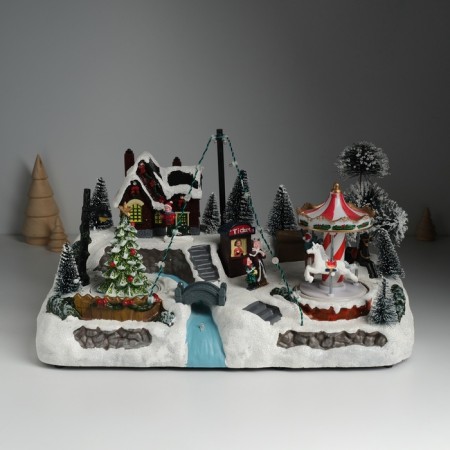 Souvenir plastic light "Carousel at the Christmas tree" is spinning 35x20x19 cm-1
