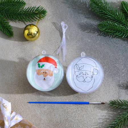 Christmas tree decoration for coloring "Santa Claus" Size: 8 cm; 2 pcs., Brush-1