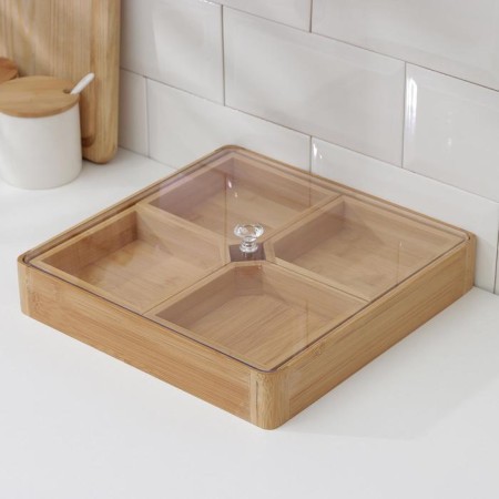 Box for storage of the share Striata, 28 × 28 × 7 cm, bamboo