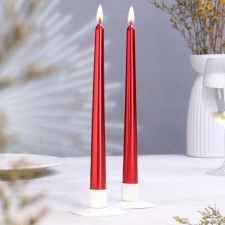 A set of antique candles, 2.3x 24.5 cm, 5 hours, 55 g, 2 pieces, Bordeaux metallic
