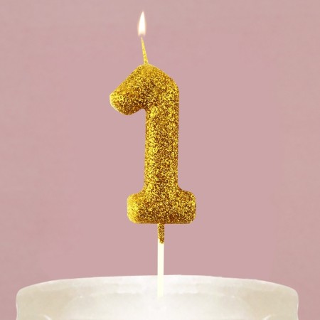 A candle for a cake, a number, brilliant “1”, gold, 4 x 10 cm.-5
